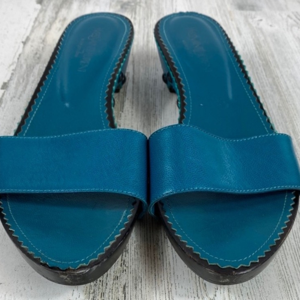 👡 YSL Vintage Teal Slide Sandals 👡